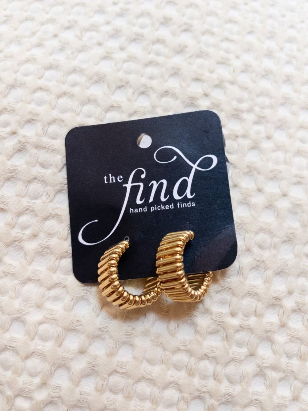 Gold Ribbed Huggie Hoop Earrings - NWT